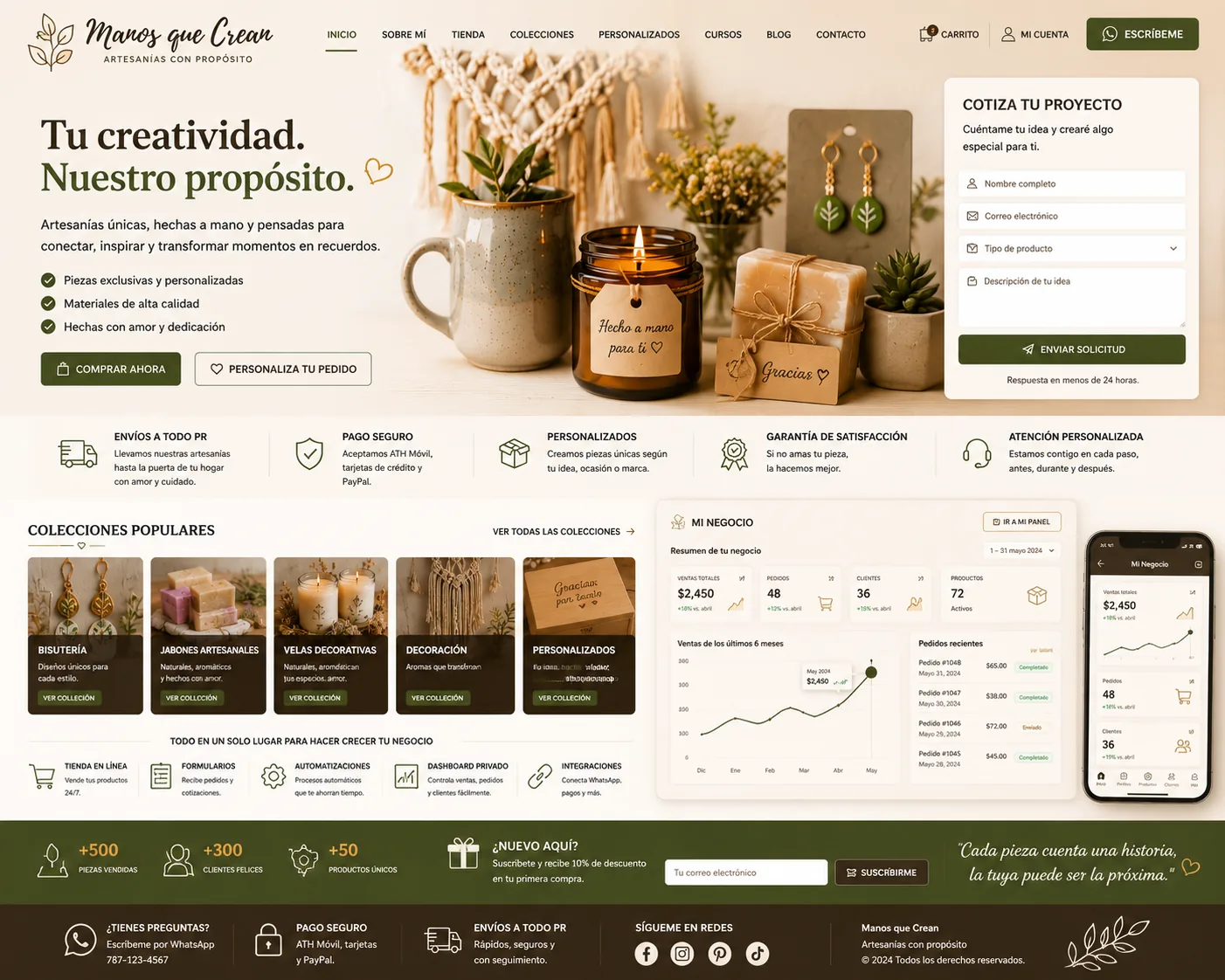 Concepto visual Premium de página web para Artesanos de la JARC Design Collection.