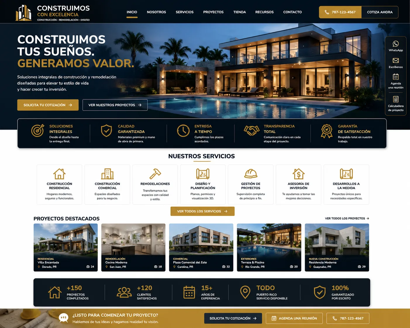 Concepto visual Premium de página web para Construcción y Realtor de la JARC Design Collection.