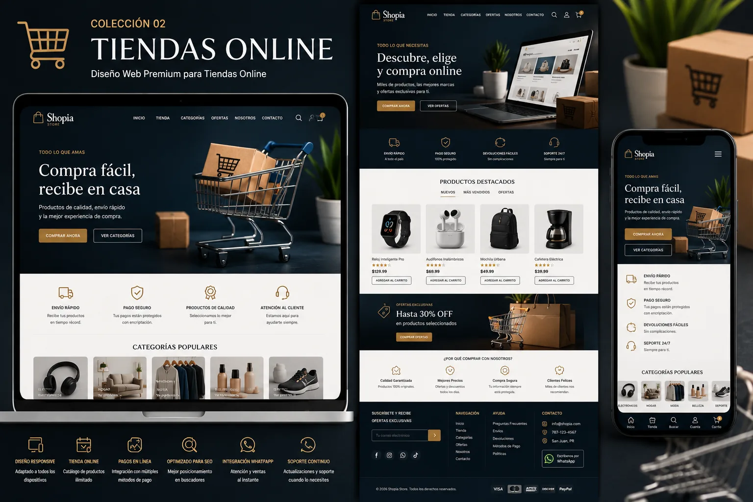 Concepto visual Premium de página web para Tiendas Online de la JARC Design Collection.